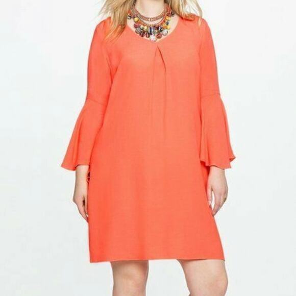 NWT Eloquii V-Neck Flare Sleeve Shift Dress in Deco Shell - Picture 1 of 4